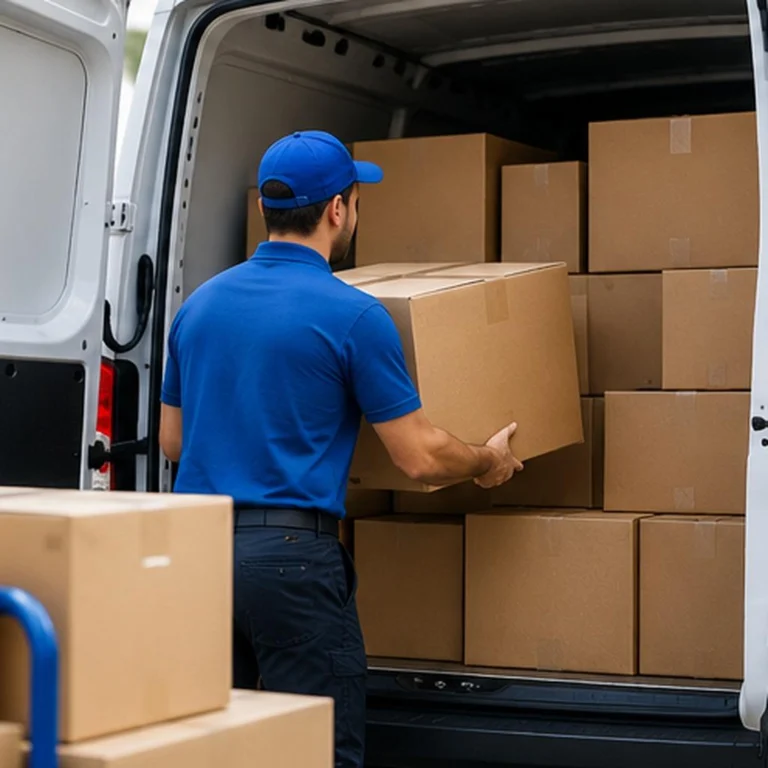 Loading carton bundles into a delivery van
